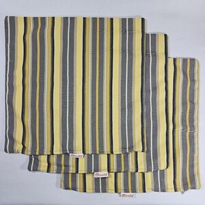 (3) Sunbrella Outdoor Pillow Covers - Yellow Grey Stripes
